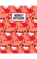 Monkey Notebook: Funny Cartoon Wide Ruled Journal for Girls, Boys and Teens, Students and Teachers Can Use for School and Work 8.5x11