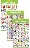 Kannada Chart For Kids (19X26 Inch) Mega Size (3 Charts ) - Laminated Early Learning Education Wall Picture Chart | Kannada Alphabets, English Alphabets & Numbers