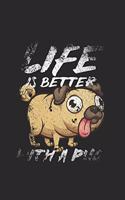 Pug Notebook: Diary Journal 6x9 inches with 120 Dot Grid Pages