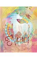 Natalie: Colorful Rainbow Unicorn - 8"X10" Girl's Composition Wide Ruled Notebook