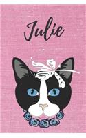 Julie Notizbuch-Katzen / Malbuch / Tagebuch: Individuelles personalisiertes blanko Mädchen & Frauen Namen Notizbuch, blanko DIN A5 Seiten. Ideal als Uni ... Weihnachts & Geburtstags Geschenk fü