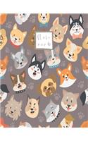 Notebook: Cute Dog faces Notebook for Boys and Lined pages, Extra large (8.5 x 11) inches, 110 pages, White paper (Notebook for school)(1 Cute Dog Faces Notebook)