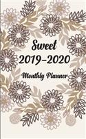 F4 Monthly Planner Elegant Gray Flowers Cover: Two Year - Monthly Calendar Planner 5 x 8'' - 24 Months For Academic Agenda Schedule Organizer