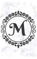 M: Cute Floral Initial Monogram College Ruled Notebook - Pretty Personalized Lined Journal & Diary for Writing Notes for Students for Girls & Women - L