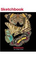 SketchBook: Papillon Butterfly Art Print (9), 8"x10" Sketch Pad, Sketching and Drawing Paper, Note Pad -[Premium Sketch Books]
