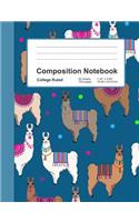 Composition Notebook: Llama Pattern - College Ruled:: Softcover Book - Home Office, School, Girl Student Teacher, Class Assignments, Writing Paper:: 7.44" x 9.69" - 100 l