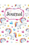 Diamond Unicorn Composition Book: For Unicorn Lovers and Writers: Blank Lined Paper Notebook (7.44 X 9.69 Inch - 70 Sheets/140 Pages)
