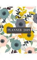 Planner 2019: Elegant Floral Pattern Cover- Weekly Planner 2019: 12 Month Agenda - Calendar, Organizer, Notes & Goals.