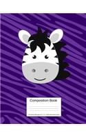 Composition Book 100 Sheets/200 Pages/8.5 X 11 In. Wide Ruled/ Zebra Purple: Writing Notebook Lined Page Book Soft Cover Plain Journal Safari Zebra