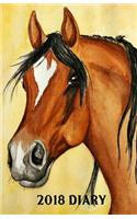 2018 Diary: Portrait of Arabian Horse Diary/Journal With 150 Blank Pages To Write Or Draw In