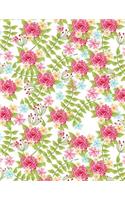 Pink Floral Notebook - Wide Ruled: 8.5 x 11 - 101 Sheets / 202 Pages