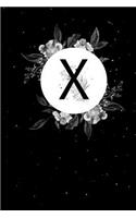 X: Blank Journal or Notebook with Initial X, Great Personal Diary, Beautiful Space Floral Design, 6"x9", 150 Blank Pages(24 Initials in Space)