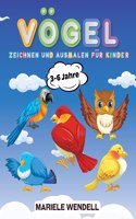 Vögel Zeichnen und Ausmalen für Kinder 3-6 Jahre