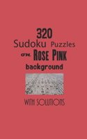 320 Sudoku Puzzles on Rose Pink background with solutions