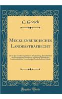 Mecklenburgisches Landesstrafrecht: Die in Den GroÃ?herzogthÃ¼mern Mecklenburg, EinschlieÃ?lich Des FÃ¼rstenthums Ratzeburg, in Geltung Befindlichen Landesrechtlichen Verordnungen Strafrechtlichen Inhalts (Classic Reprint)