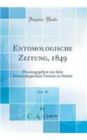 Entomologische Zeitung, 1849, Vol. 10: Herausgegeben Von Dem Entomologischen Vereine Zu Stettin (Classic Reprint)
