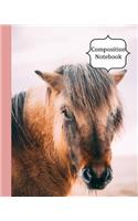 Composition Notebook: Artistic Horse Photo Cover Composition Notebook, 8 x 10, 120 Wide Rule Lined Pages For Homework, Note Taking, Writing or Journaling