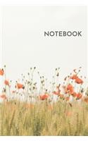 Notebook: Poppy Flower Blank Lined College Ruled Notebook 6x9 Inches 100 Pages
