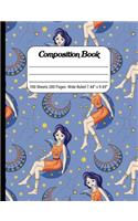 Composition Book Wide Rule: Virgo, Goddess of Wheat (August 23 &#65533; September 22), Zodiac Constellation Notebook Journal for Girls School Home or Work