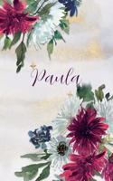 Paula: Personalized Journal Gift Idea for Women (Burgundy and White Mums)