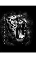Black Paper Sketch Book: A Tiger Sketch Book With Black Pages - Large Sketchbook For Use With Gel Pens - Reverse Color Book - Roaring Tiger