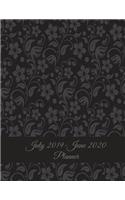 July 2019-June 2020 Planner: Black Vintage Floral, Calendar Book July 2019-June 2020 Weekly/Monthly/Yearly Calendar Journal, Large 8.5" x 11" 365 Daily journal Planner, 12 Month