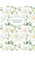 Graph Paper Notebook: Watercolor Roses Floral Math Composition Book Quad Ruled 4 x 4 (.25) Squares Graphing Paper Large, 8 x 10 in