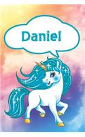 Daniel: Personalized Unicorn Blood Sugar Diet Diary Journal Log Notebook Featuring 120 Pages 6x9