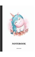 Wide Ruled Cute Unicorn Notebook