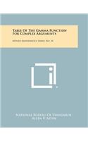Table Of The Gamma Function For Complex Arguments: Applied Mathematics Series, No. 34
