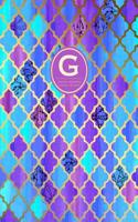 Monogram Journal G - Personal, Dot Grid - Blue & Purple Moroccan Design: Initial Notebook, 8.5 X 11