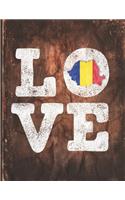 Love: Romania Flag Cute Personalized Gift for Romanian Friend Undated Planner Daily Weekly Monthly Calendar Organizer Journal