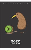 Kiwi bird with a sliced Kiwi fruit Calendar 2020