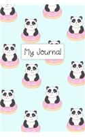 My Journal: Personal Diary for Girls. Blank and Lined Pages with Cute Panda Illustrations, Mood Tracker, Outfit Planner and Highs and Lows Pages.