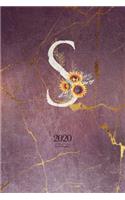 2020 Diary Planner: Cute Watercolor Sunflowers January to December 2020 Diary Planner With "S" Monogram for Woman