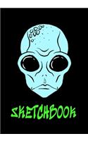 Sketchbook: Alien Blank Sketchbook - Blue Alien Design - Birthday Christmas Gift for Boys Girls Teens