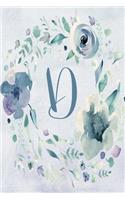 Notebook 6"x9", Letter D - Blue Purple Floral Design: College-ruled, lined format exercise book with flowers, alphabet letters, initials series.(4 Letter/Initial D - Blue Purple Floral Design Notebook 6"x9")