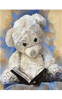 Grunge Teddy Bear Journal, Narrow Ruled: Blank Daily Writing Notebook Diary with Lines