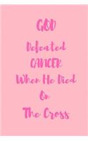 GOD Defeated CANCER When He Died On The Cross: 100 pages 6 x 9 blank lined Cancer Awareness Journal with a Glossy finish