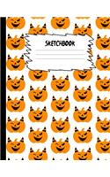 Sketchbook: Halloween Sketch Book for Kids: Orange Pumpkin Demon Horn Large Drawing Paper with 80 Pages (8.5" x 11") for Sketching & to Draw for Boys & Girls