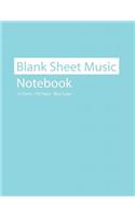 Blank Sheet Music Notebook 12 Staves 100 Pages Blue Sugar