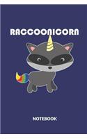 Raccoonicorn Notebook: Large 6x9 Classic 110 Dot Grid Pages Notebook for Notes, Lists, Musings, Bullet Journaling, Calligraphy and Hand Lettering or School.