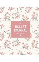 Bullet Journal Dot Grid, Daily Dated Notebook Diary, Sweet Pink Pretty Japanese Blossom Cover: Large Quarterly Bullet Journal Blank Pages with Number, 150p, 8x10