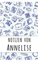 Notizen von Annelise: Kariertes Notizbuch mit 5x5 Karomuster für deinen personalisierten Vornamen