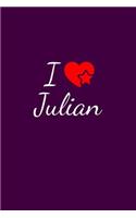 I love Julian: Notebook / Journal / Diary - 6 x 9 inches (15,24 x 22,86 cm), 150 pages. For everyone who's in love with Julian.