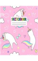 Sketcbook: Cute Unicorn Kawaii Sketch Book for Girls, Kids, Teens, Women (Perfect for Sketching, Drawing, Doodling, Journal, Note Pad, Birthday Party Favors)