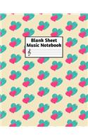 Blank Sheet Music Notebook: Easy Blank Staff Manuscript Book Large 8.5 X 11 Inches Musician Paper Wide 12 Staves Per Page for Piano, Flute, Violin, Guitar, Trumpet, Drums, Cell