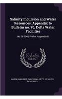 Salinity Incursion and Water Resources: Appendix to Bulletin No. 76, Delta Water Facilities: No.76 1962 Prelim. Appendix B