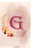 G Notebook: Journal Notebook with one Letter - White unique Softcover Design - Cute gift for Women and Girls - 6" x 9" Dot Grid - Journal, Notebook, Diary, Comp