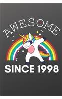 Awesome Since 1998 Notebook for Kids, Birthday Unicorn, Cute Happy Birthday Dabbing Unicorn Birthday Gift Black Cover: Lined Notebook / Journal Gift, 120 Pages, 6x9, Birthday Gift, Cute Gift, present, Unicorn Lover, Soft Cover, Matte Finish